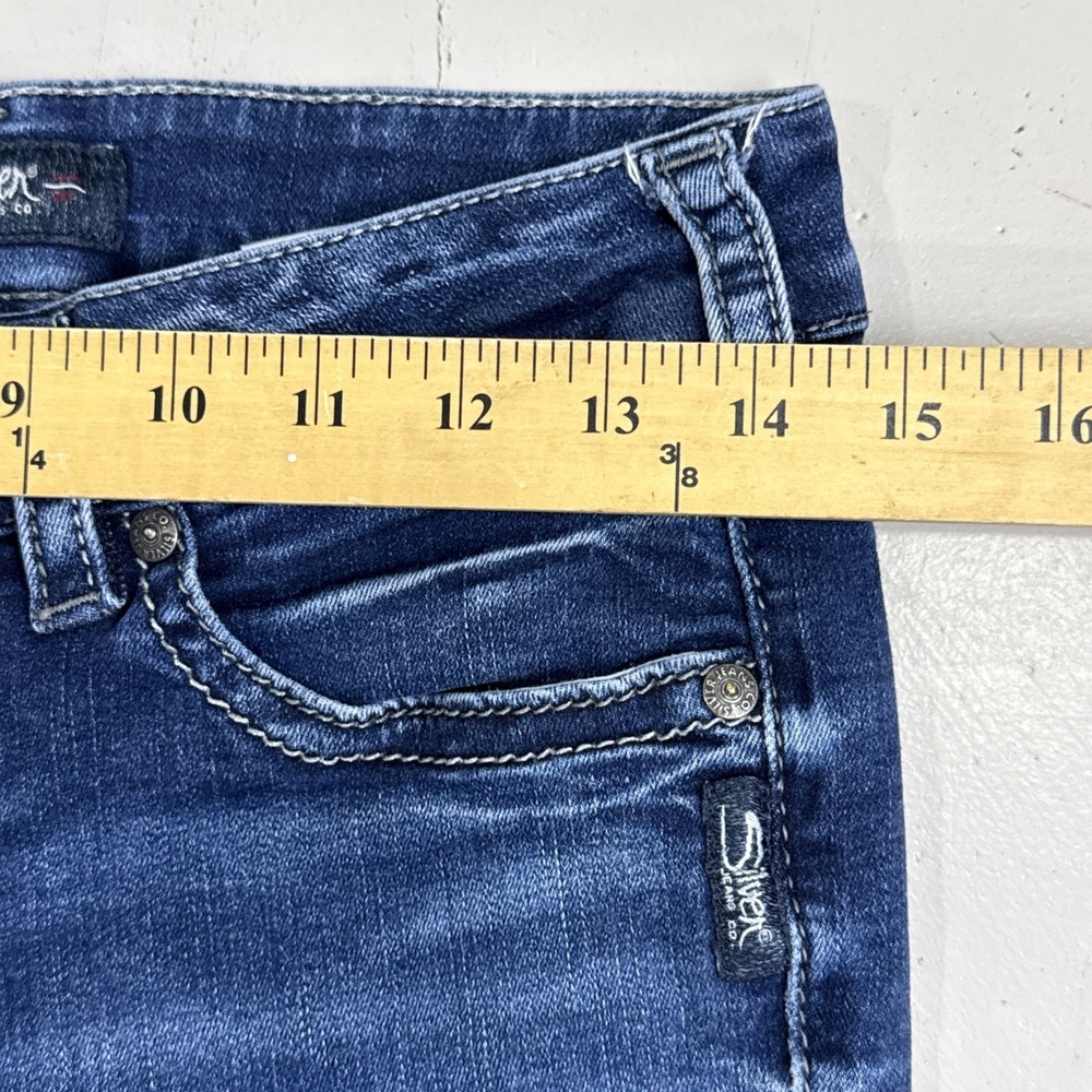 Women's Silver Suki Capri Designer Jeans Mid Rise Blue W29 / L22 - Picture 3 of 8